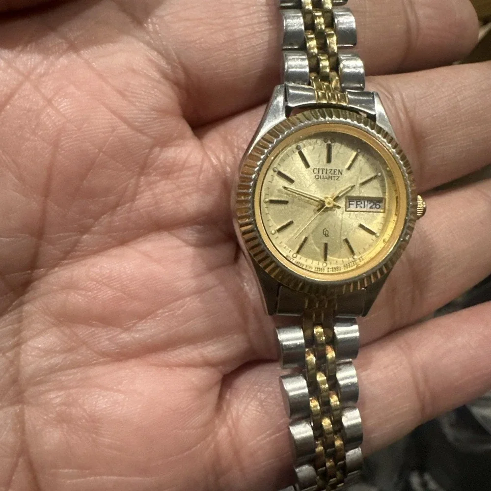 Works Vintage Citizen Presidential Ladies Two Tone Day Date Watch 25mm Fit 6in